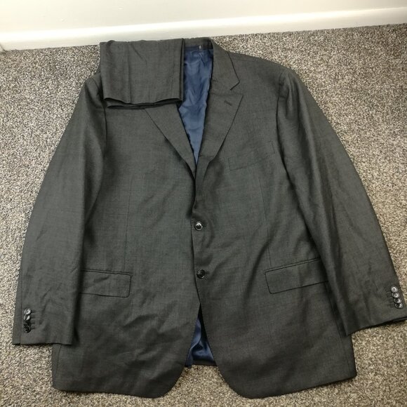 SuitSupply 50R 2 PC Suit Italian Super 110s Wool Napoli Gray 44x28